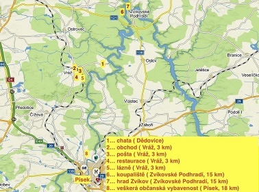 Chata Dědovice - Otava - přehrada Orlík - Písek