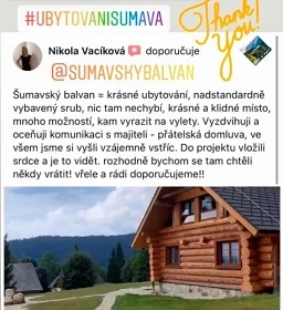 Srub Šumavský Balvan - Strážný - NP Šumava