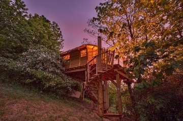 Glamping Treehouse a sauna - v�hled na Je�t�d