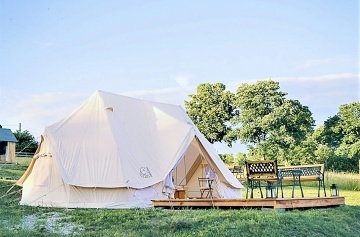 Glamping stany - v�hled na p�ehradu Slezsk� Harta