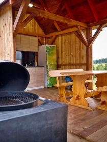 Glamping stany - v�hled na p�ehradu Slezsk� Harta