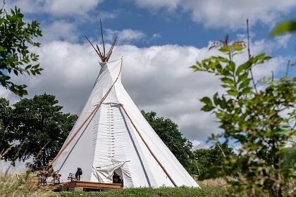 Glamping stany - v�hled na p�ehradu Slezsk� Harta