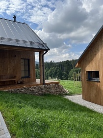 Chalety koupací sud - rybník a loďka - Devět skal