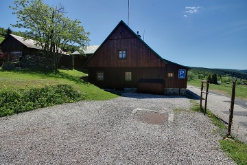 Roubenka bazén a výhled na Sněžku - Krkonoše